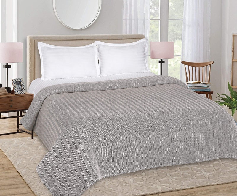 Glamburg 100% Soft and Breathable Cotton Thermal Blanket Twin Charcoal - Perfect for Layering Any Bed for All Season - Image 3