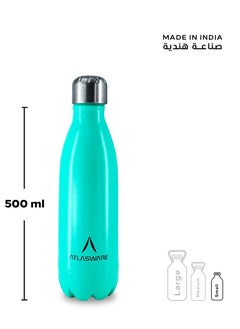 Atlasware Water Bottle with a Capacity of 500 ml, Stainless Steel Water Bottle that keeps Cold for 37 Hours and Keeps Heat for 16 Hours, Tiffany  - Image 3