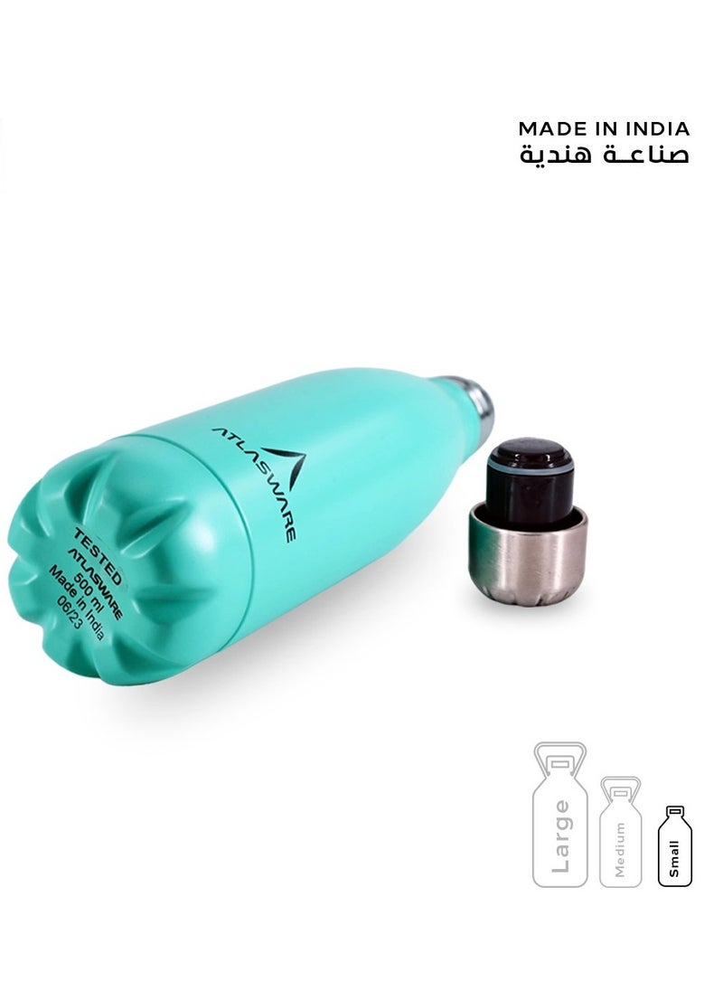Atlasware Water Bottle with a Capacity of 500 ml, Stainless Steel Water Bottle that keeps Cold for 37 Hours and Keeps Heat for 16 Hours, Tiffany  - Image 5