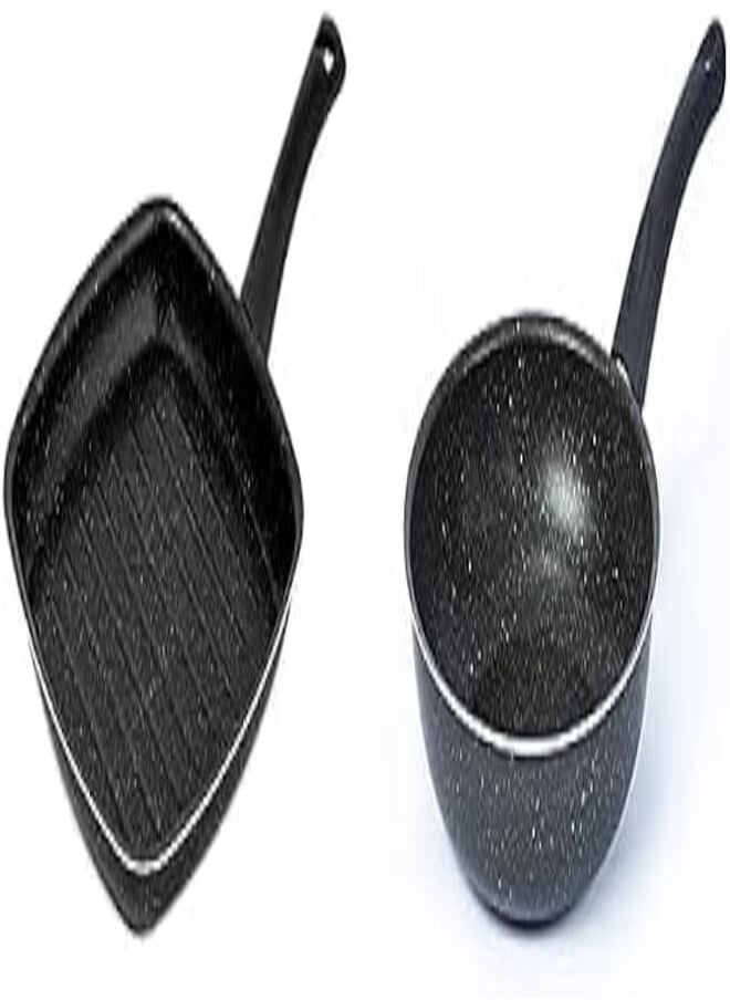 LAZORD Square grill - granite - size 27 + Lazord granite deep frying pan 24cm, black 