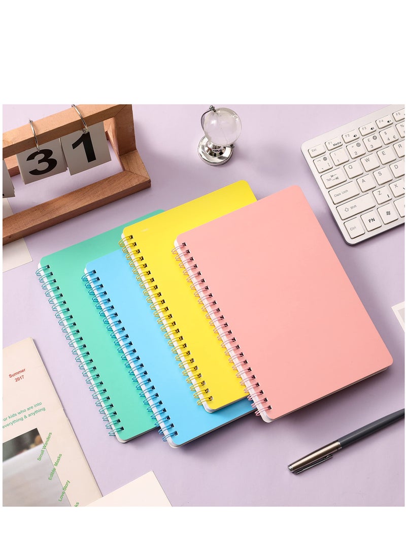 سيوسي دفاتر ملاحظات حلزونية، 4 عبوات من ورق مسطر للكلية مقاس A5، بغلاف صلب من البلاستيك السميك مقاس 8.3 × 5.9 بوصة بغلاف ناعم مع سلك مزدوج، ورق مبطن محمول 80 ورقة للدراسة المكتبية والملاحظات، 4 ألوان - Image 2