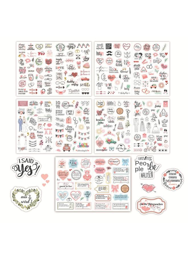Bluejw German Wedding Stickers 266 Pair Flash Planner Stickers Blessing Invitation Wedding Plan Sticker Pack - Image 2