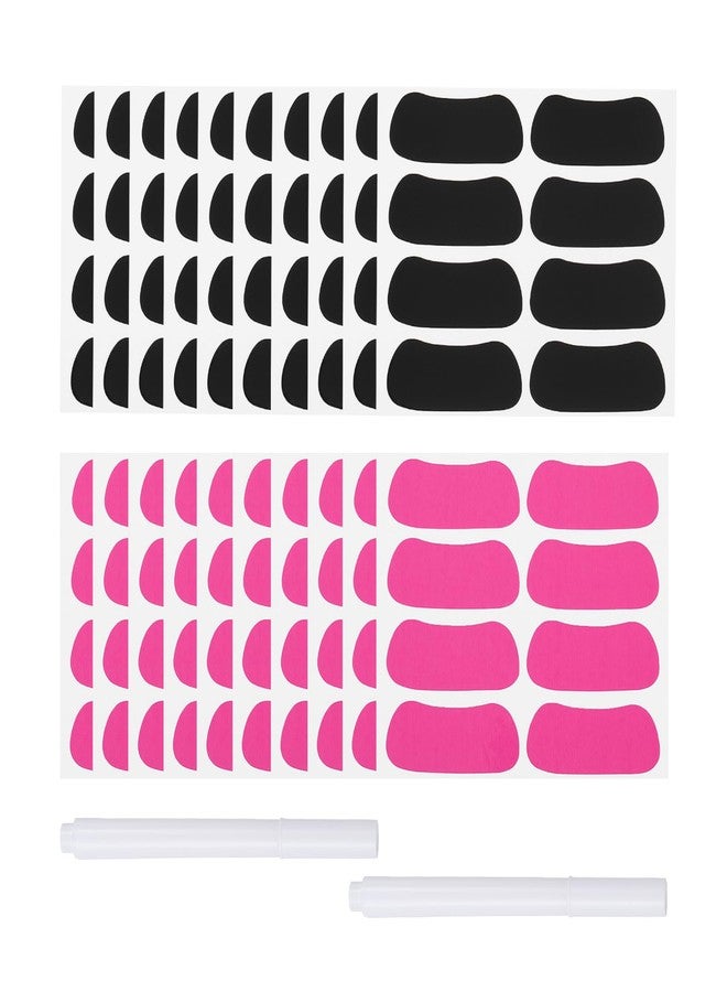 PATIKIL 80 Pairs Sports Eye Black Stickers, Under Eye Black Strips Football Face Stickers Breathable Eyeblack Sticker with 2 Pcs White Pencil for Baseball Fans on Game Day, Black, Pink - Image 1