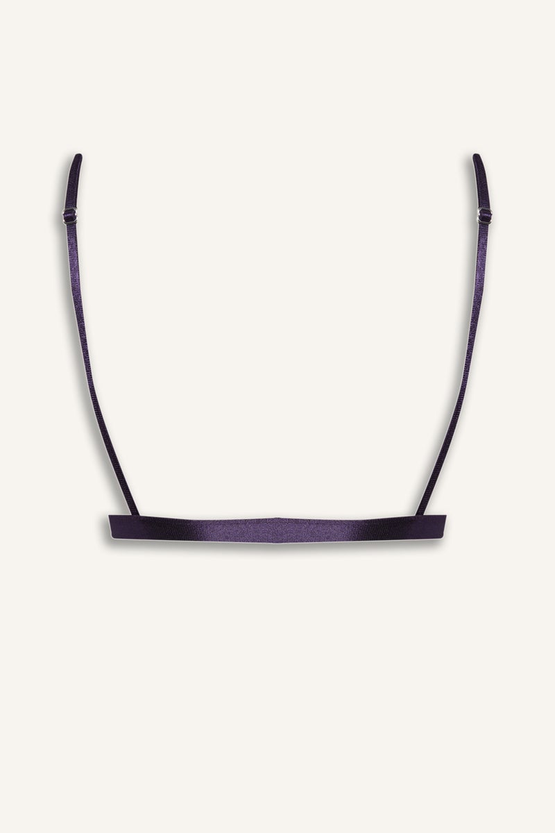 DeFacto Purple Woman Lace Detail Satin Unpadded Unwired Bra Casual - Image 2