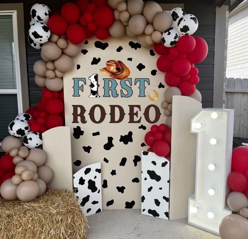 OLMIXA First Rodeo Wall Decal Western Cowboy 1st Birthday Backdrop Decor Vinyl Wild West Rodeo One Birthday Wall Sticker for Boys Bedroom Birthday Party Background Decor - Image 2