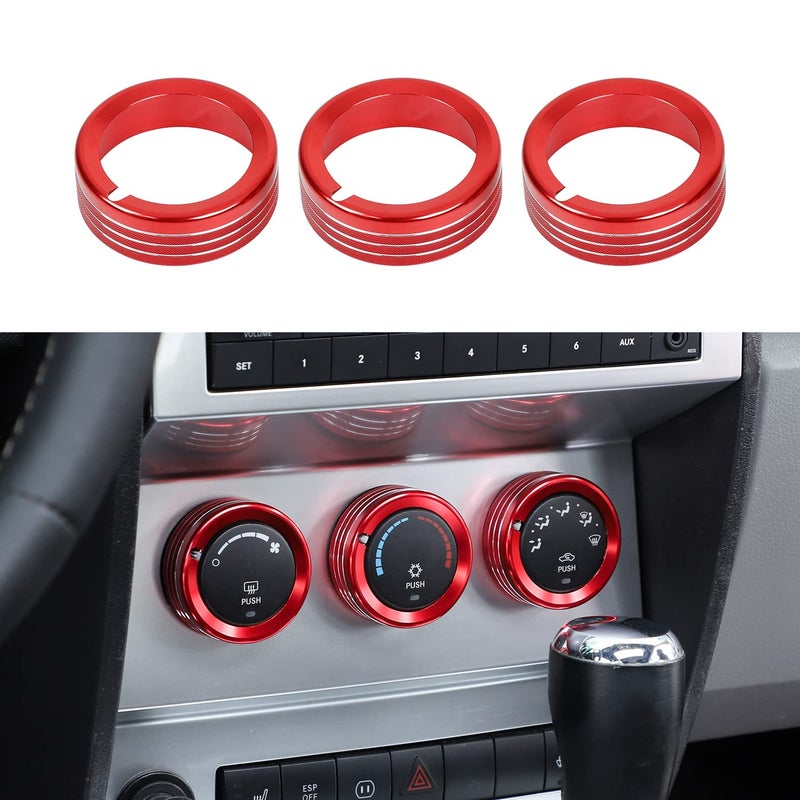 Jimen for 20072012 Dodge Nitro for 20072012 Jeep Liberty Air Conditioner Button Trim Cover Ring Red