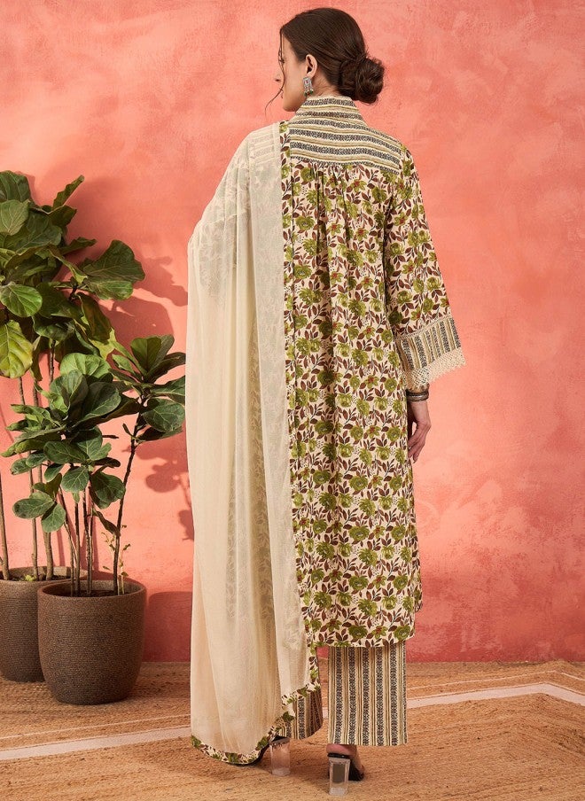 SASSAFRAS Floral Printed V-Neck Kurta Set for Women - Image 4