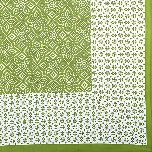 Ealth Kart Premium 100% Cotton Rajasthani Jaipuri Traditional King Size Double Bedsheet with 2 Pillow Covers (Green -2) - Image 4