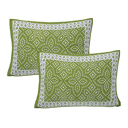 Ealth Kart Premium 100% Cotton Rajasthani Jaipuri Traditional King Size Double Bedsheet with 2 Pillow Covers (Green -2) - Image 3