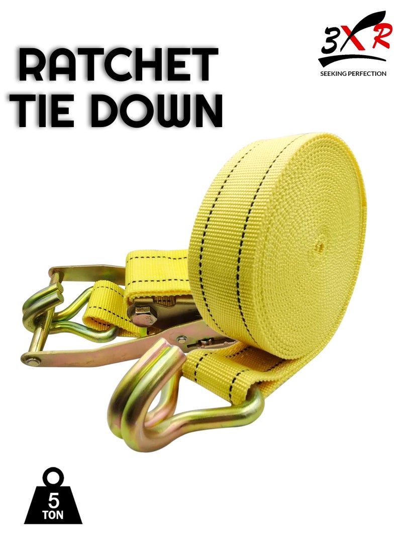 3XR 1 PCS Ratchet Tie Down Ratchet Strap 5 Ton Lashing Belt 50mm X 10 Meter Breaking Point 3.5 Ton 3XR  - Image 1