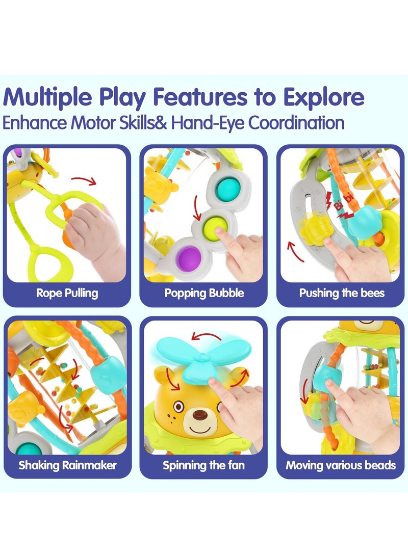 SYOSI Baby Sensory Teething Toys Silicone Pull String Rattle Toys Montessori Food Grade Silicone Pull String Activity Toy for 0-18 Months Baby First Birthday Gift for Boys Girls BPA Free - Image 4