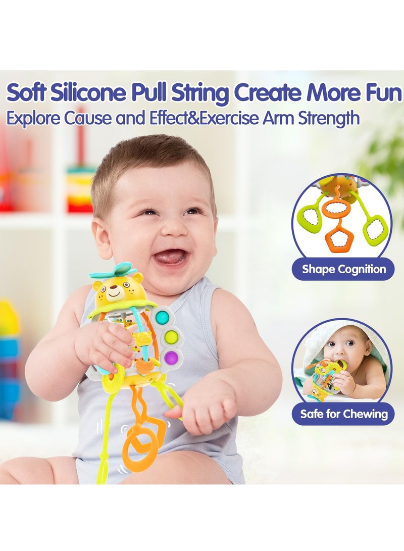 SYOSI Baby Sensory Teething Toys Silicone Pull String Rattle Toys Montessori Food Grade Silicone Pull String Activity Toy for 0-18 Months Baby First Birthday Gift for Boys Girls BPA Free - Image 3