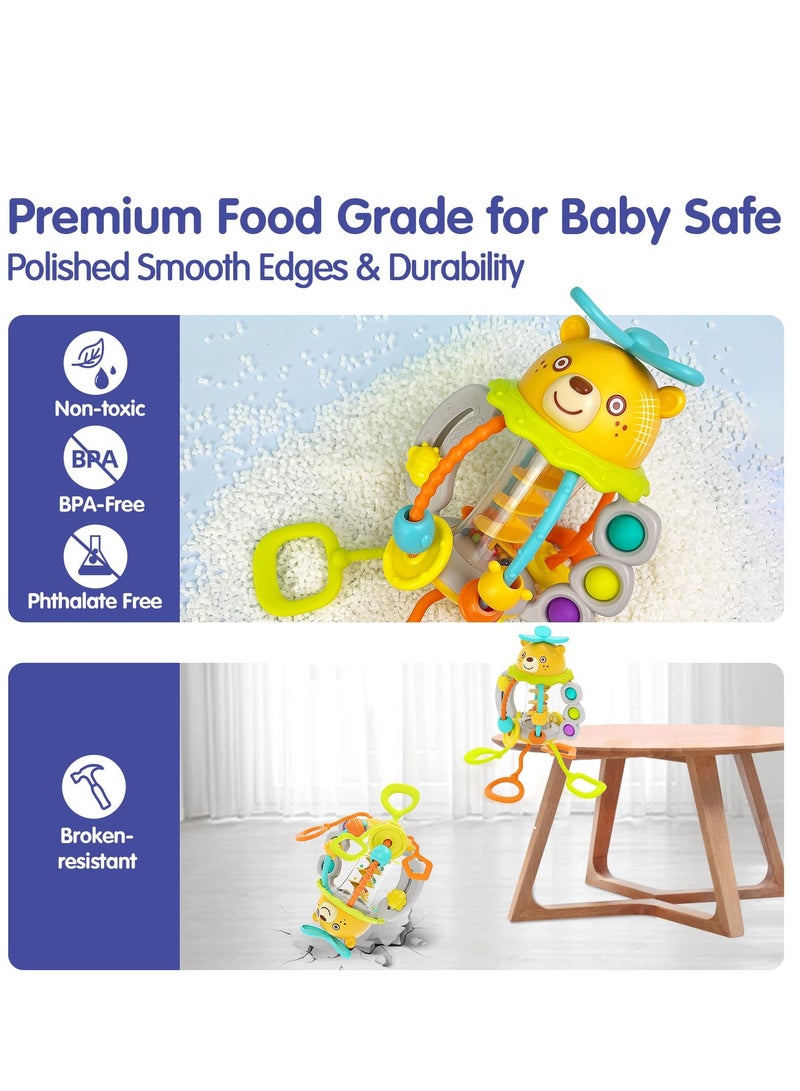 SYOSI Baby Sensory Teething Toys Silicone Pull String Rattle Toys Montessori Food Grade Silicone Pull String Activity Toy for 0-18 Months Baby First Birthday Gift for Boys Girls BPA Free - Image 5