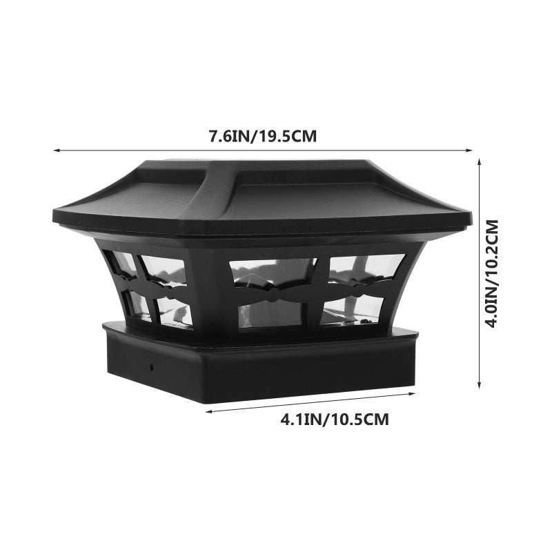 Solar Black Leaf Design Outdoor Pillar Light Warm White Cool White - Image 3