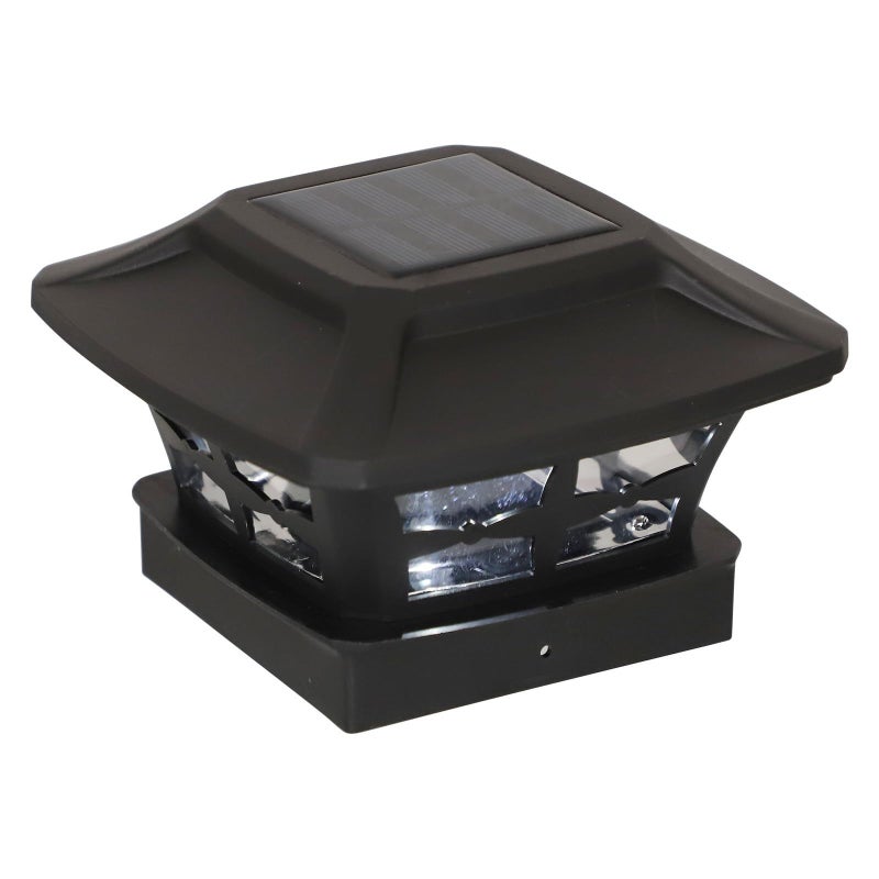 Solar Black Leaf Design Outdoor Pillar Light Warm White Cool White - Image 2