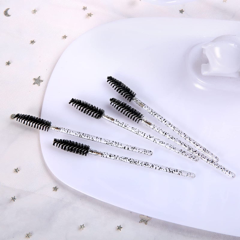Obinhere 300 Pcs Disposable Crystal Mascara Wand Eyelash Brush Applicator Eyebrow Brush for EyeLash Extension Supplies (Black) - Image 5