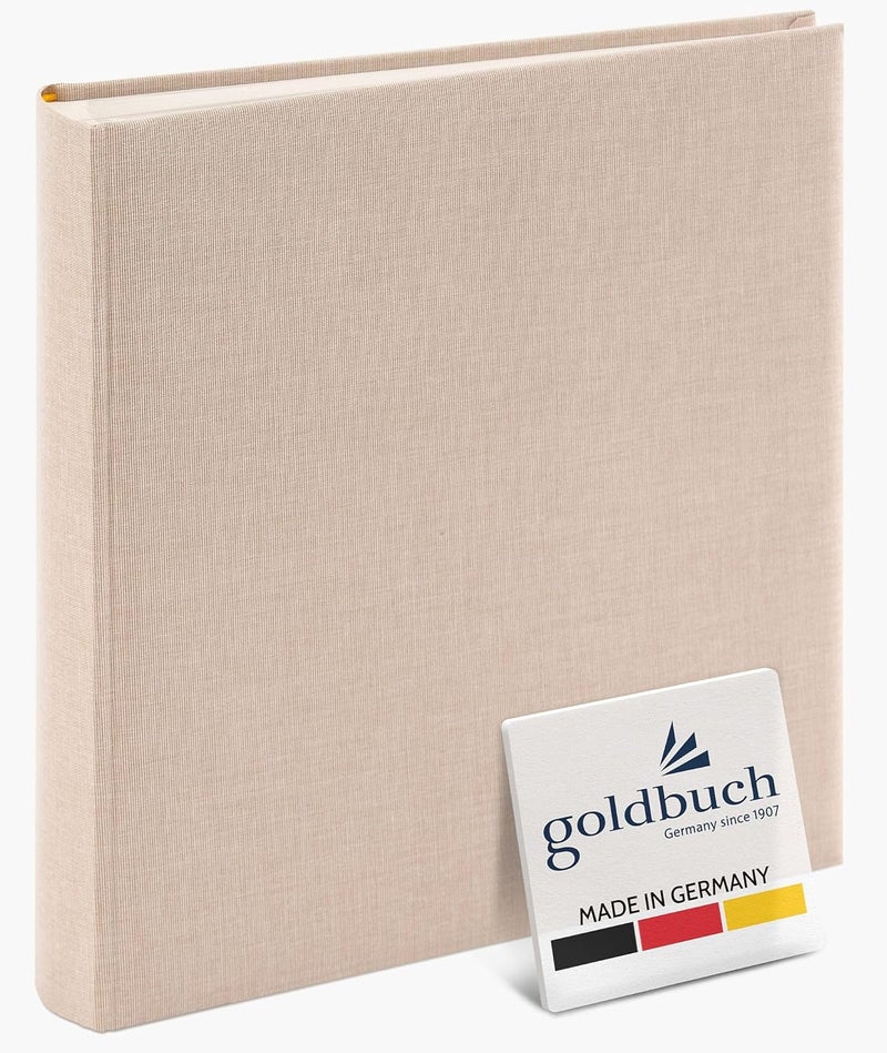 Goldbuch Summertime Trend 2 24605 Photo Album with 60 White Pages with Pargamine Dividers, Memory Album with Linen Cover, Photo Album for Gluing, Beige, 25 x 25 x 4 cm - Image 1