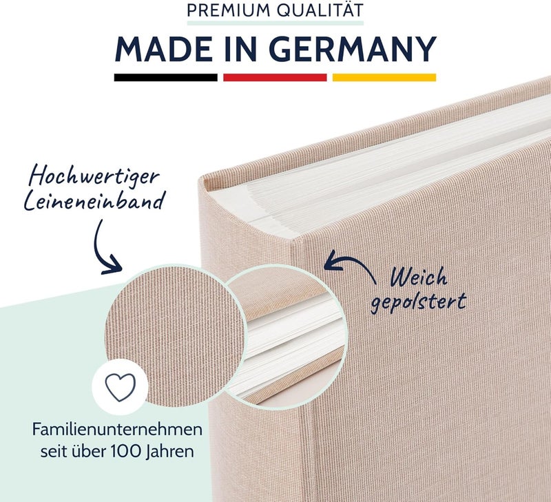 Goldbuch Summertime Trend 2 24605 Photo Album with 60 White Pages with Pargamine Dividers, Memory Album with Linen Cover, Photo Album for Gluing, Beige, 25 x 25 x 4 cm - Image 3