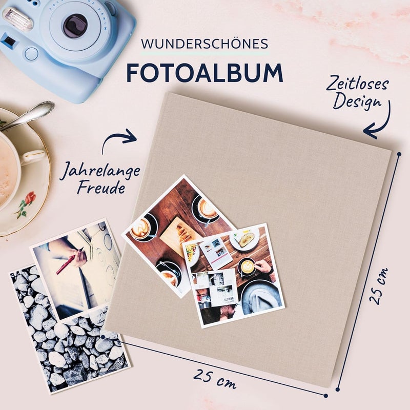Goldbuch Summertime Trend 2 24605 Photo Album with 60 White Pages with Pargamine Dividers, Memory Album with Linen Cover, Photo Album for Gluing, Beige, 25 x 25 x 4 cm - Image 2