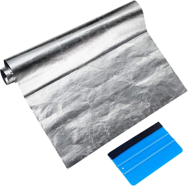 Aulufft Aluminum Heat Shield, 35 x 47 inch Aluminized Fiberglass Sheet Self-Adhesive Heat Barrier Protection Cover Heat Shielding Mat with 1 Piece Scraper - Image 1