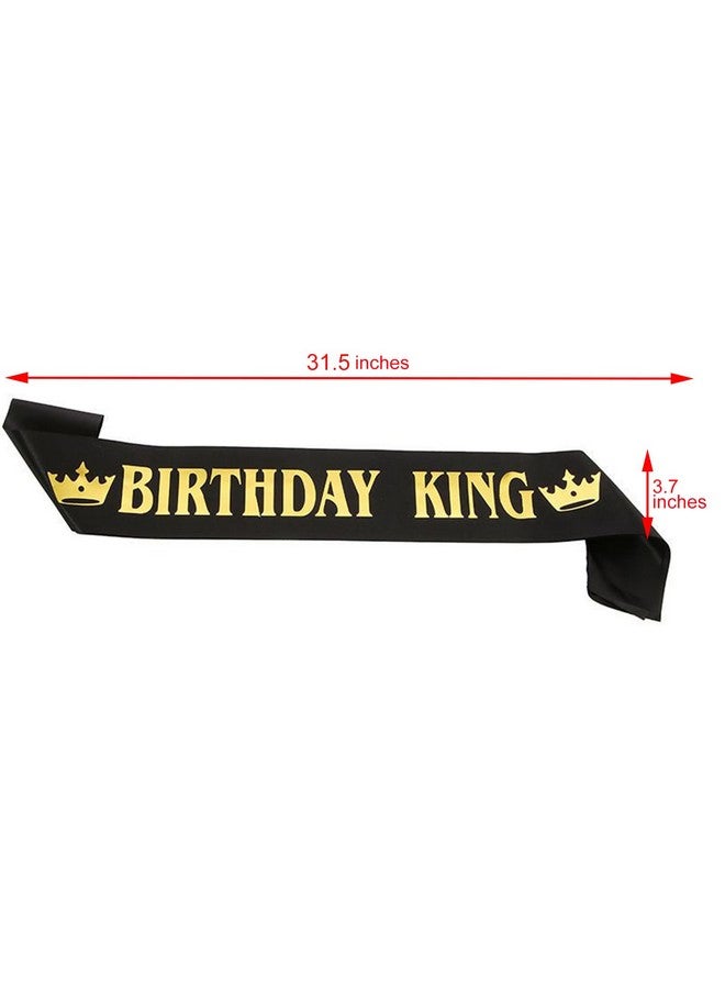 BLUPLE Birthday King Sash For Men, Boy Birthday Party Decoration Supplies - Birthday King Sash, Gold Foil Letter And Black Satin Birthday Sash For Men 1Pc (Black/Gold) - Image 2