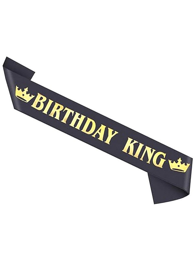 BLUPLE Birthday King Sash For Men, Boy Birthday Party Decoration Supplies - Birthday King Sash, Gold Foil Letter And Black Satin Birthday Sash For Men 1Pc (Black/Gold) - Image 1