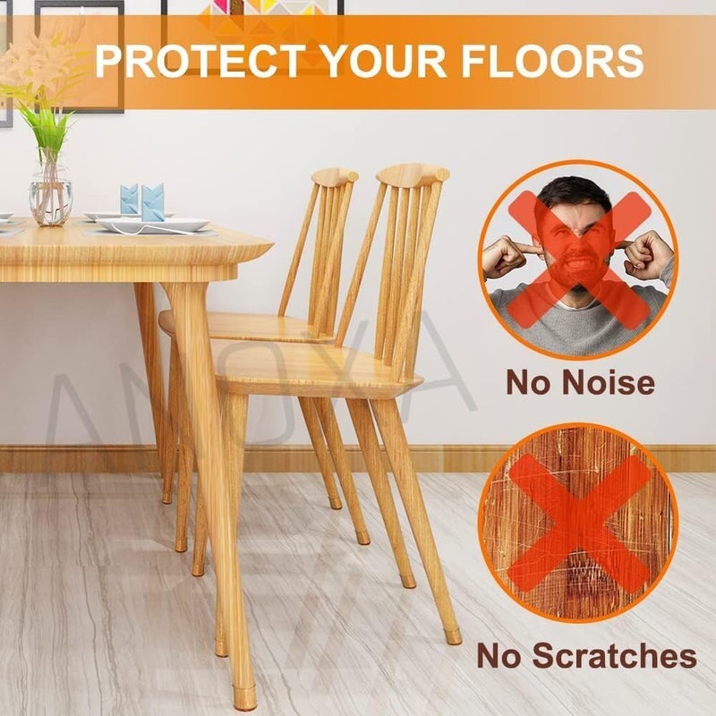 ANOXA ANOXA Chair Leg Protectors for Hardwood Floors Silicone Felt Furniture Leg Cover Pad for Protecting Floors from Scratches and Noise Smooth Moving for Chair Feet 4 PcsClear - Image 5