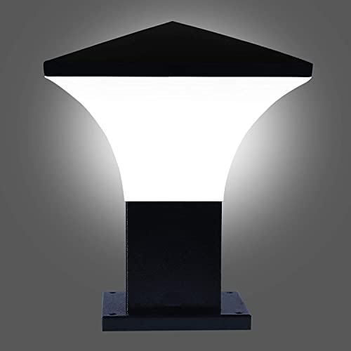 kinis Metal Modern Shape Pole Lamp/Gate Light/Outdoor Lamp/Outdoor Light/Pillar Light for Outdoor Home Hut Top Design Black and Milky (Pack of 1, Without Bulb) - Image 2