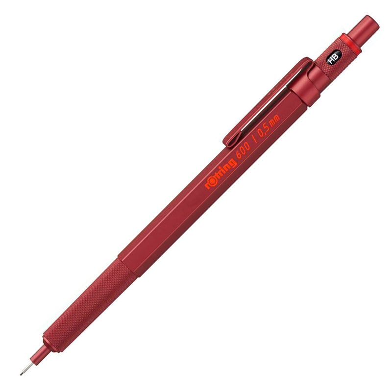 Rotring 600 Mechanical Pencil | HB 0.5 mm | Red All-Metal Body | Hexagonal Barrel - Image 1