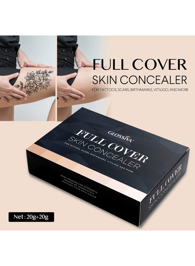 GLOSSIVA Glossiva Tattoo Concealer - Skin Concealer - Waterproof - For Dark Spots, Scars, Vitiligo, And More - Tattoo Cover-Up Makeup - Use on Body, For Legs, for Men and Women (248.9g)  - Image 3