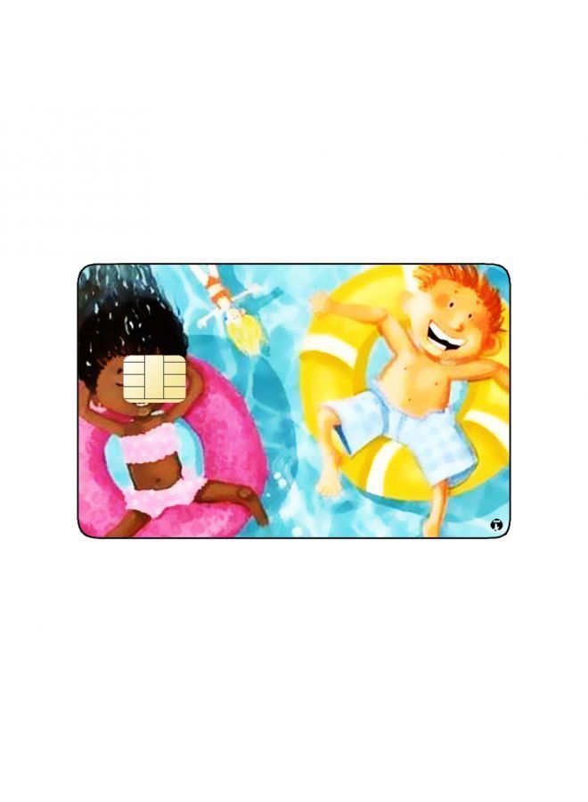 RKN PRINTED BANK CARD STICKER Cute Kids Drawing In Swimming Pool - Image 2