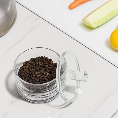 Maxistal Clear Salt Cellar with Lid, 7oz Crystal Glass Salt Box Salt and Pepper bowls, Salt Container Holder for Kitchen, Storage Container for Candies, Coffee, Sugar - Image 5