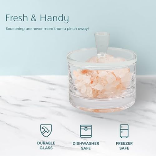 Maxistal Clear Salt Cellar with Lid, 7oz Crystal Glass Salt Box Salt and Pepper bowls, Salt Container Holder for Kitchen, Storage Container for Candies, Coffee, Sugar - Image 3