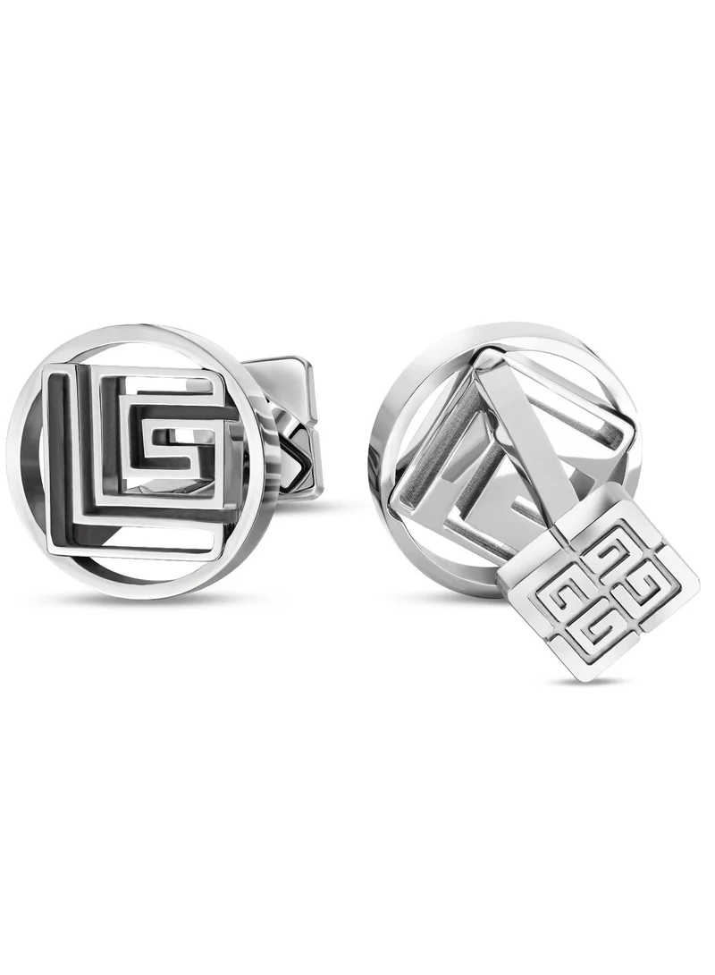 Guy Laroche Charlie Silver Stainless Steel Cufflinks for Men