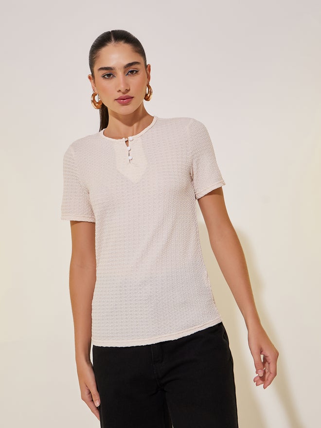 Take Two Knitted Round Neck Short Sleeve T-Shirt - Image 3