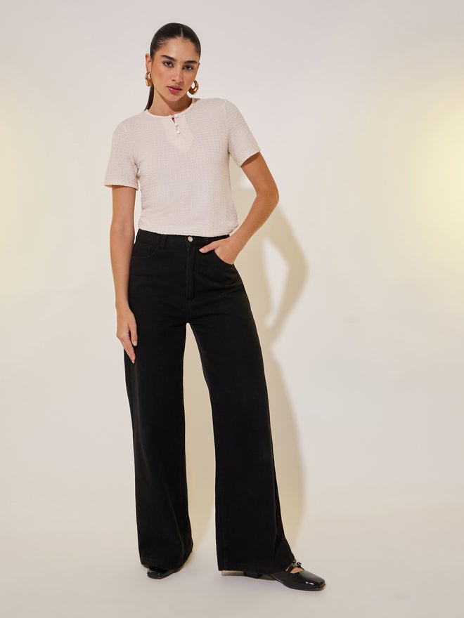 Take Two Knitted Round Neck Short Sleeve T-Shirt - Image 2