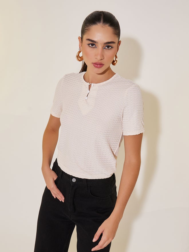 Take Two Knitted Round Neck Short Sleeve T-Shirt - Image 1