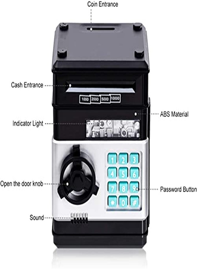 Electronic Piggy Bank for Kids – Digital Safe with Password and Music, Birthday Gift for Boys and Girls (Black)  - Image 1