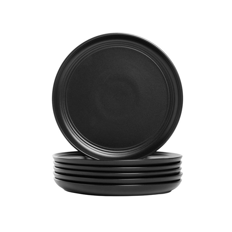 10 Strawberry Street Double Line 825 Salad Plate Set of 6 Matte Black