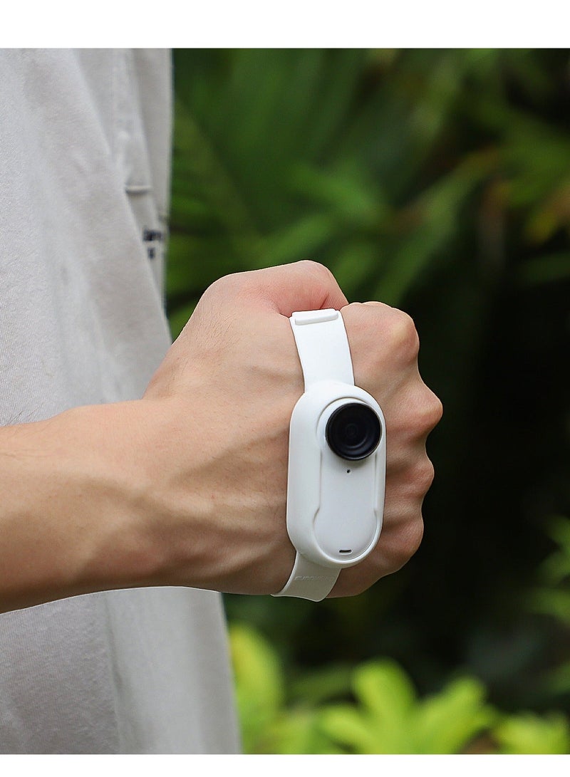 Adjustable Silicone Wristband Camera Adapter Case Band for Insta360 GO 3/3S, Palm Strap Backpack Bicycle Mounted Holder Dog Cat Collar Multifunctional Belt 3 /3S(White) - Image 2