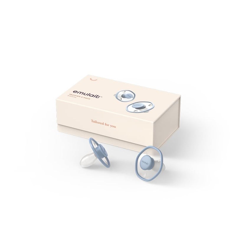 Emulait Baby Pacifier (2 Pack): 0-6 Months - Blu - Image 2