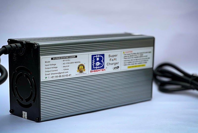 BHEEMTEK 72 Volt 12amp Fast Charger for Suitable for 72 Volt Battery Pack Scooter with 3 pin Connector (T -Connector) - Image 2