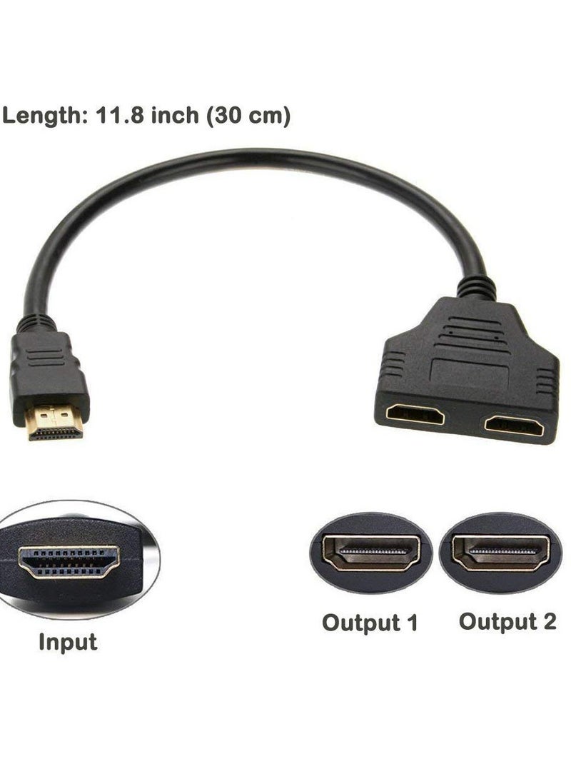 HDMI Splitter Cable Male 1080P to Dual HDMI Female 1 to 2 Way HDMI Splitter Adapter Cable for HDTV HD, LED, LCD, TV, Support Two TVs at The Same Time