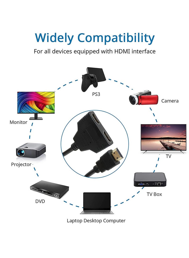 HDMI Splitter Cable Male 1080P to Dual HDMI Female 1 to 2 Way HDMI Splitter Adapter Cable for HDTV HD, LED, LCD, TV, Support Two TVs at The Same Time