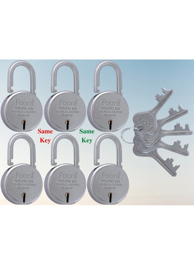 Foora Same Key Lock Set - 6 Padlocks with 5 Common Key, Multiple Lock with Single Key for Home Security - Image 1