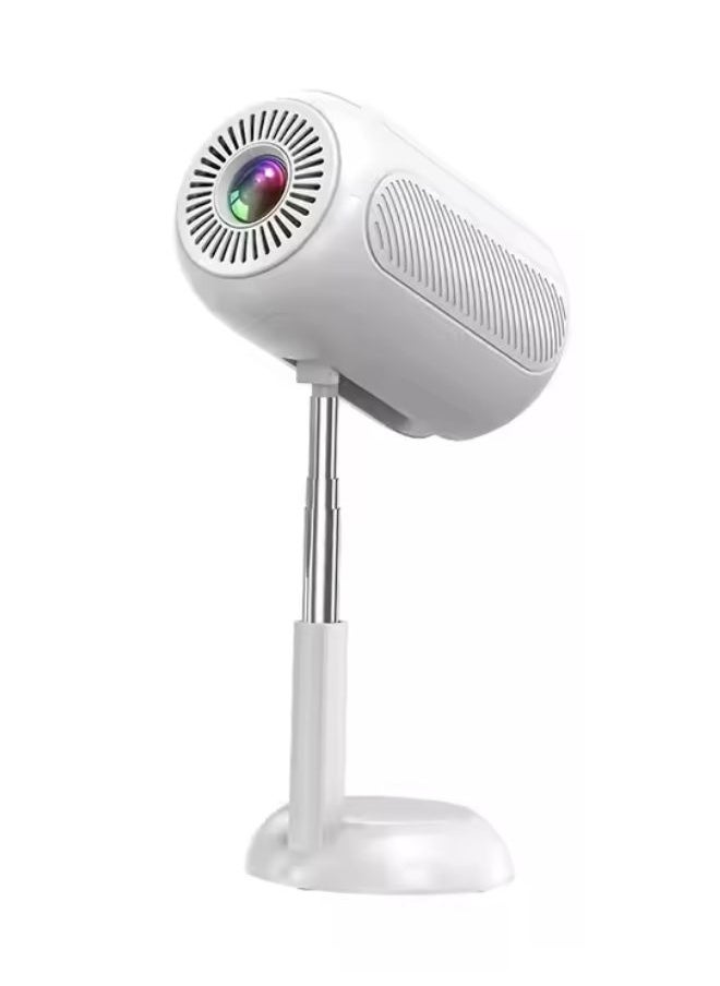 HT10 Portable Projector Wireless/Wired Screen Casting LED Support 4K Video Playback HIFI Sound Quality Hidden Bracket Projector Flexible Installation Elegant & Portable - White