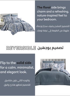 Cotton Comforter Set 4-Pcs Single Size All Season Reversible Floral Printed Bed Fits(140 X 200 Cm) With 350 GSM Down ALternative Filling,Metallic Silver - pzsku/ZB1A3B5BEE26EE8A746EAZ/45/_/1738570806/0cb78456-4c91-4a8c-9623-04763c5005e4