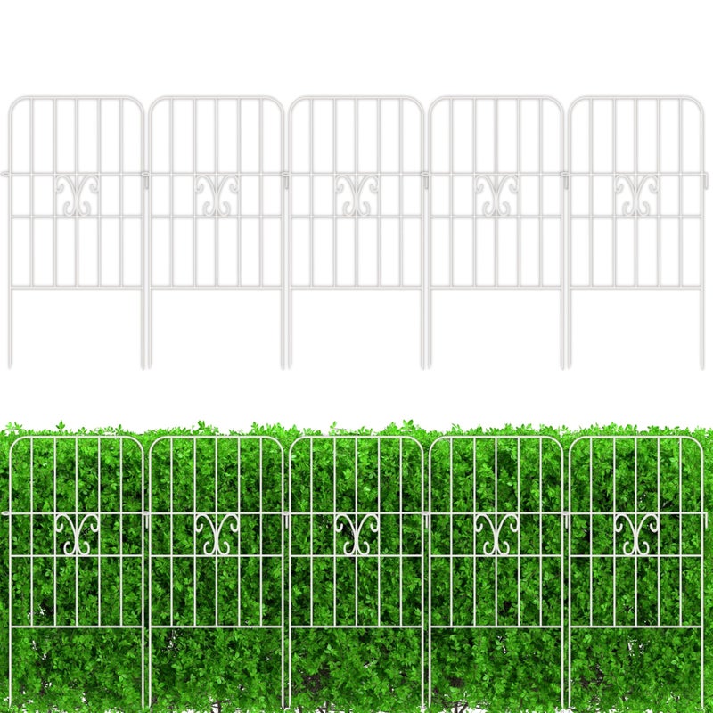 ShopLaLa Animal Barrier Fence 20 Panels 12inL x 24inH Decorative Butterfly Flower Bed Edging for Yard Landscape Rustproof Metal Wire Fencing Patio Outdoor Decor White Gates and Fences for Dogs - Image 2