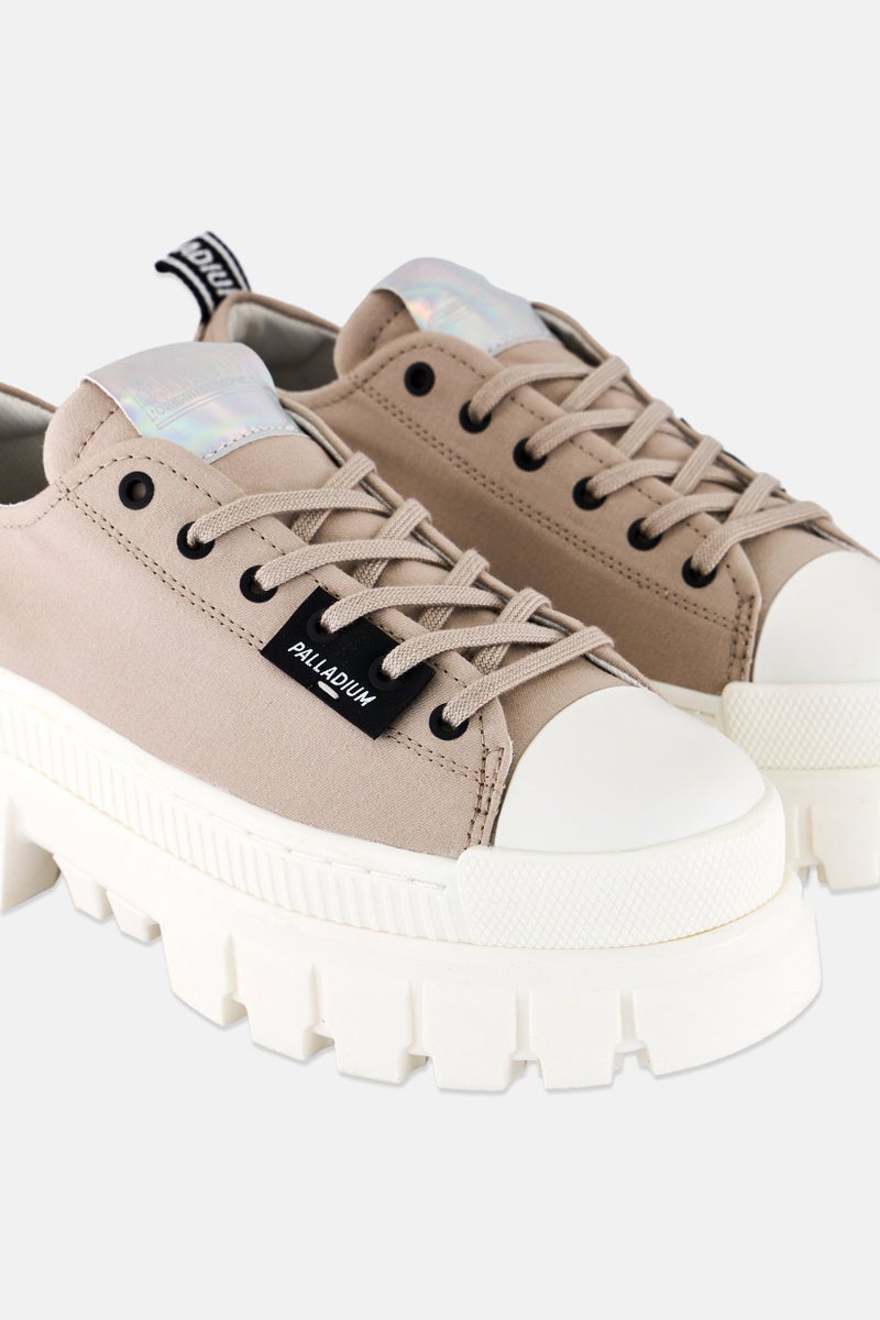 PALLADIUM Women Revolt Lo Tx Lace Up Casual Shoes, Tan  - Image 3