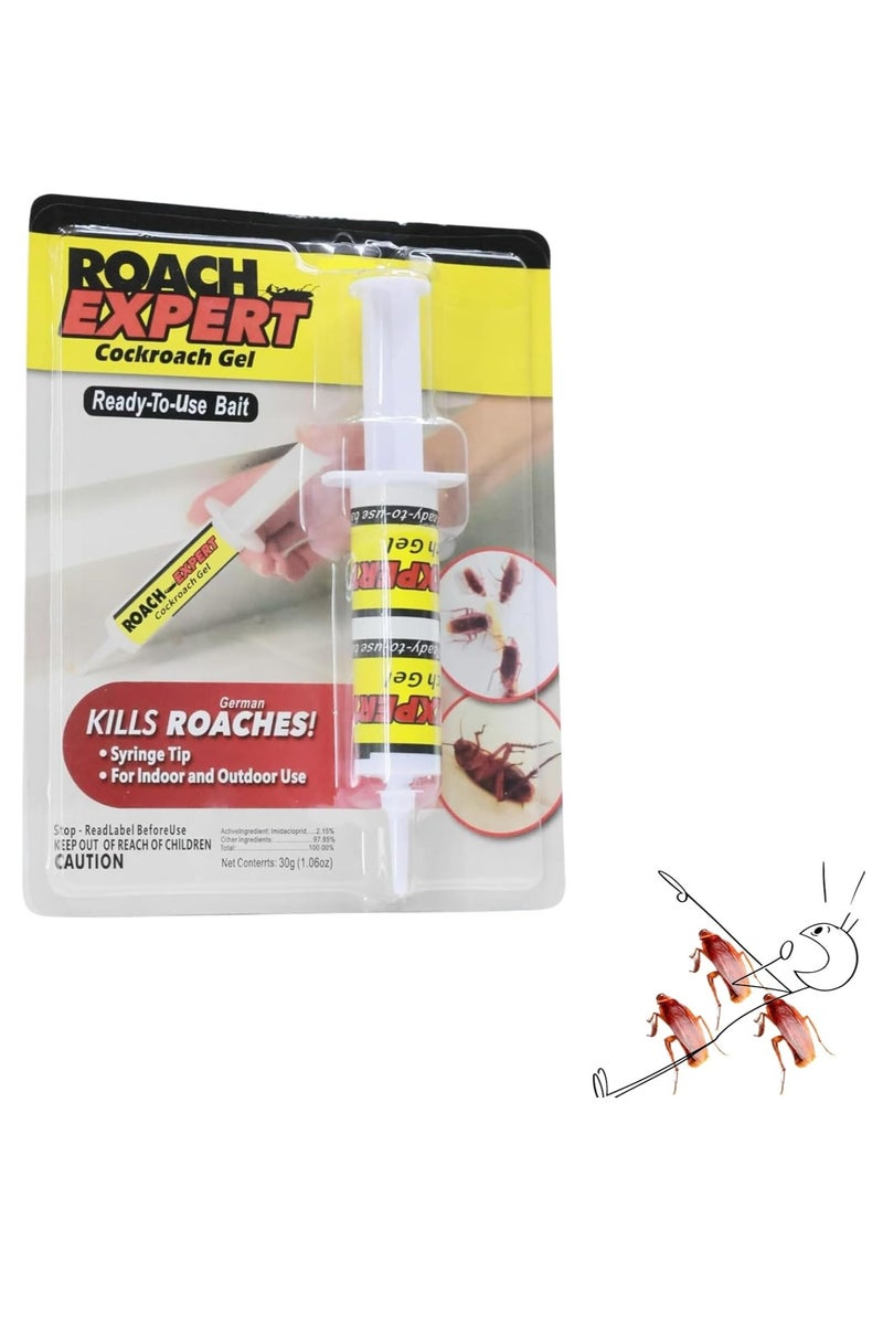 ROACH EXPERT Cockroach Gel Bait – 30g Ready-to-Use Roach Killer with Syringe Applicator for Indoor & Outdoor Use - Image 1